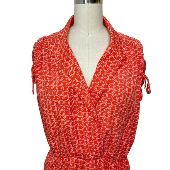Maeve Anthropologie Carlotta Ruched Shirtdress Pullover Ruched Orange Size Small - Picture 6 of 16